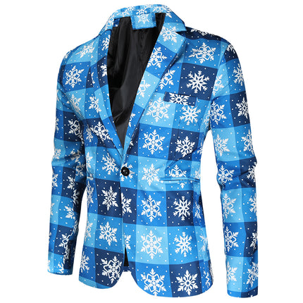 Men's Snowflake Three-piece Suit #3TZMK42 - Suits | Blue Plaid / M