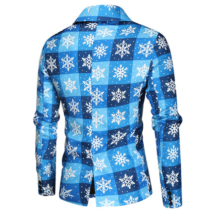 Men's Snowflake Three-piece Suit #3TZMK42 - Suits | Blue Plaid / M