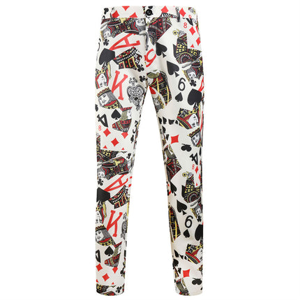Men's Vintage Playing Card Print Suit Set – King & Queen Edition - Suits | Multicolour / M