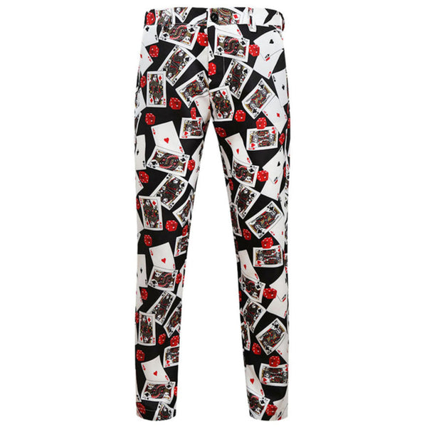 Men's Poker Print Suit #2TZ149
