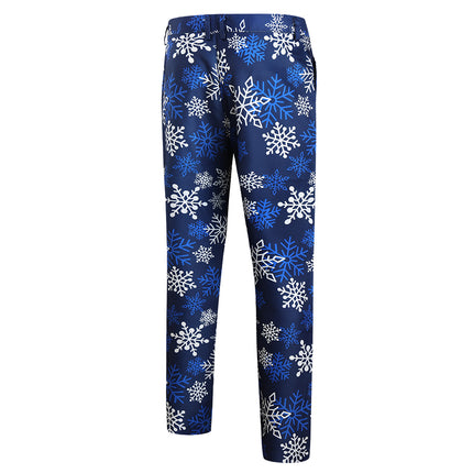 Men's Snowflake Print Vest Suit #2TZMK36 - Suits | Blue / M