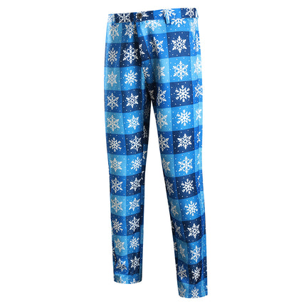 Men's Snowflake Plaid Vest Suit #2TZMK42 - Suits | Blue / M