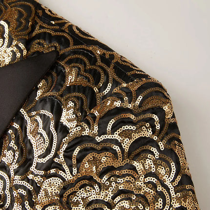 Men's Gold Glitter Flower Blazer  #S8098