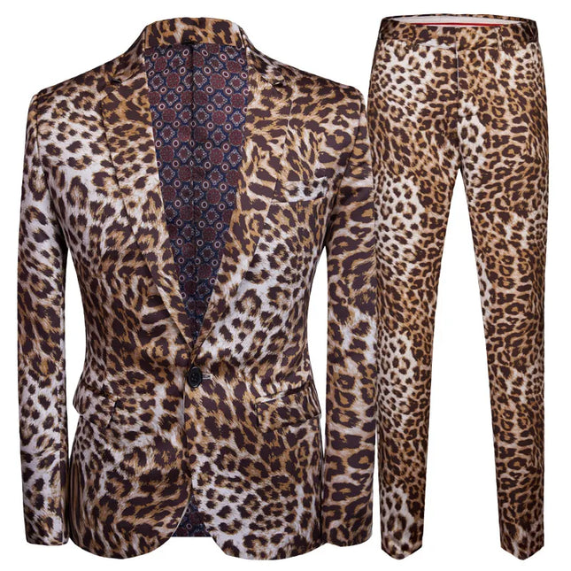 Men's Leopard Print Suit #M8002 - Suits | Multicolour / XS