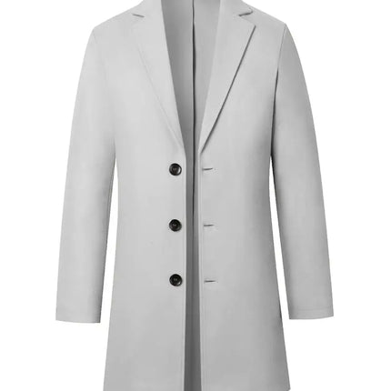 Men's Elegant Overcoat #25061025 - | Light Gray / S