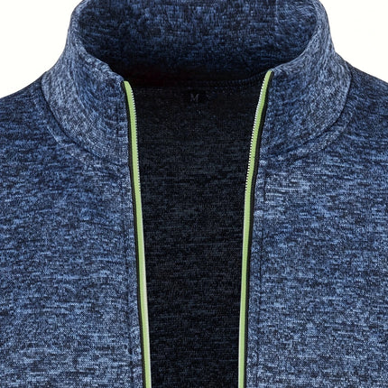 Men's Casual Zipper Cardigan Coat #25060601 - | Navy Blue / S