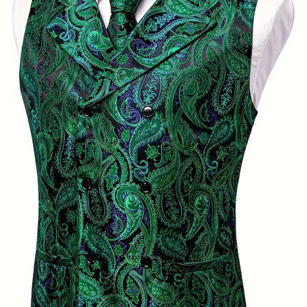 Men's Vest Tie Handkerchief Set #25061020 - Vests | Green / S