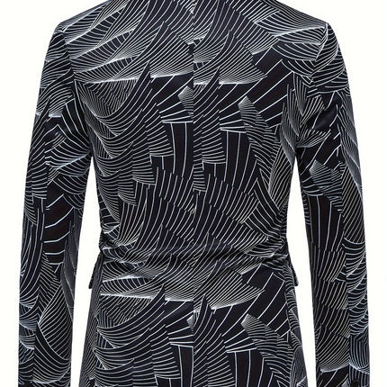 Men's Wave Printed Blazer #25060703 - Blazers | Black / S