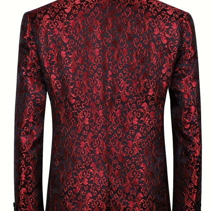 Men's Jacquard Weave Blazer #25060707 - Blazers | Burgundy / XS