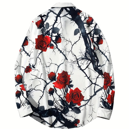 Men's Rose Print Shirt #25630031 - | Multicolour / M