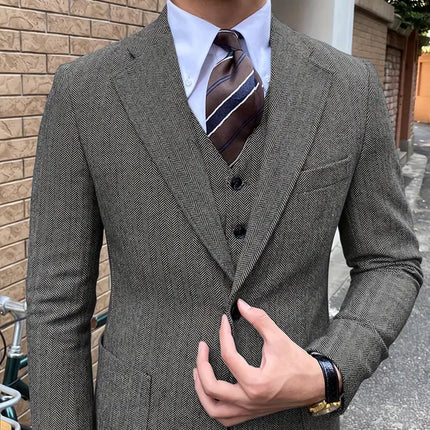 Men's 3pcs suit #309 - | Dark Gray / XXS