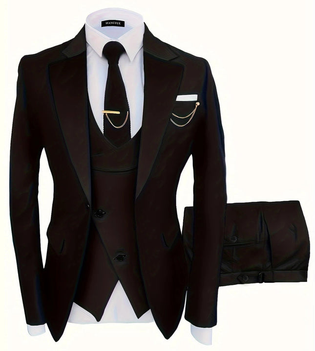 Men's Formal 3 Piece Suit #25060604 - Suits | Black / XS