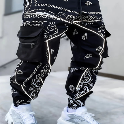 Men's Paisley Pattern Pants #25060708 - Pants | Black / S