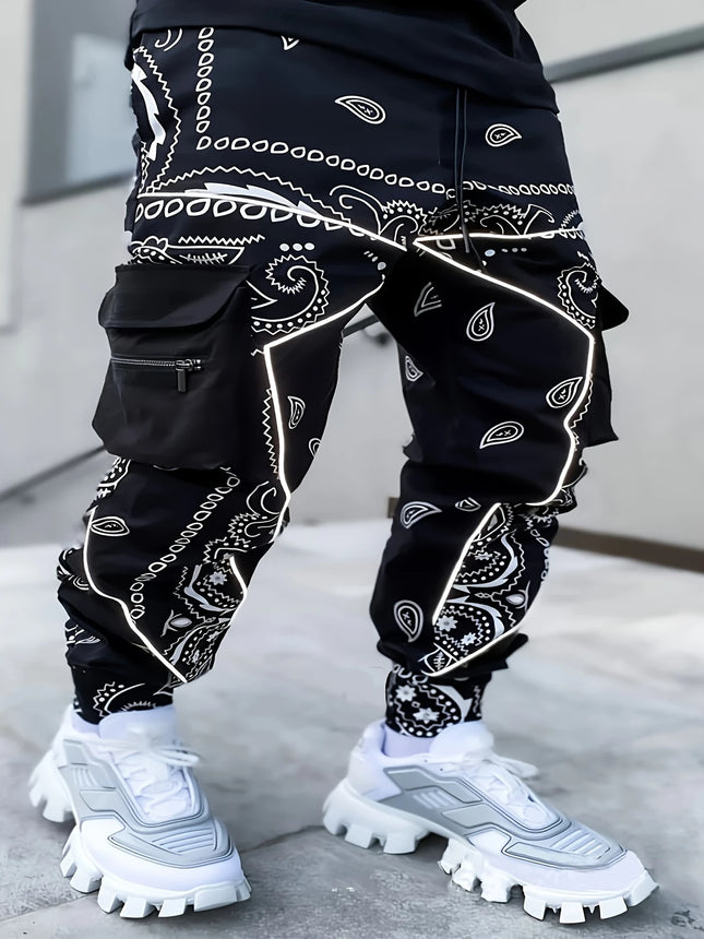 Men's Paisley Pattern Pants #25060708 - Pants | Black / S