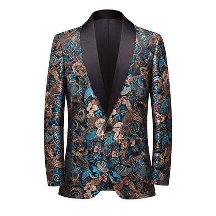 Men's Vintage Jacquard Tuxedo #S8099 - Blazers | Multicolour / XS