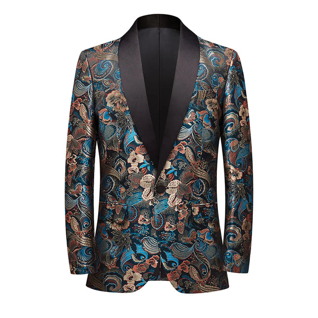 Men's Vintage Jacquard Tuxedo #S8099 - Blazers | Multicolour / XS