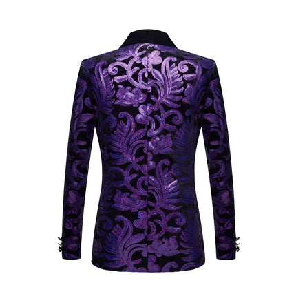 Men's Multicolor Velvet Sequins Tuxedo  #S8053