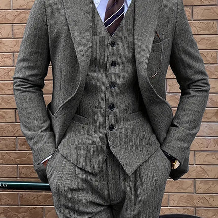 Men's 3pcs suit #309 - | Dark Gray / XXS