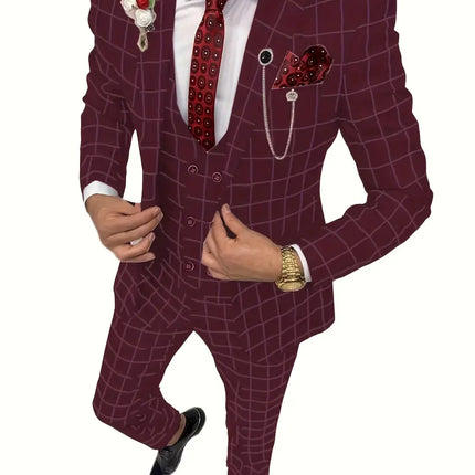 Men's 3pcs Suit #303 - | Beige / XXS
