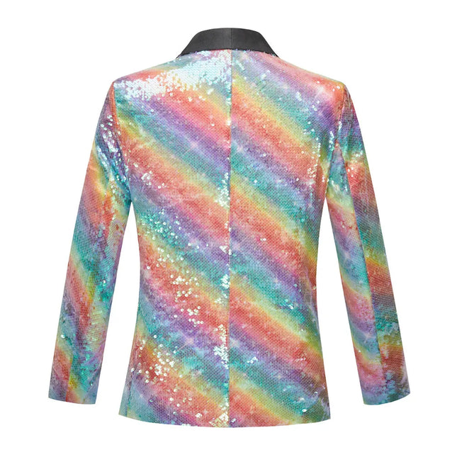 Men's Rainbow Shiny Tuxedo #S8086 - Blazers | Multicolour / XS