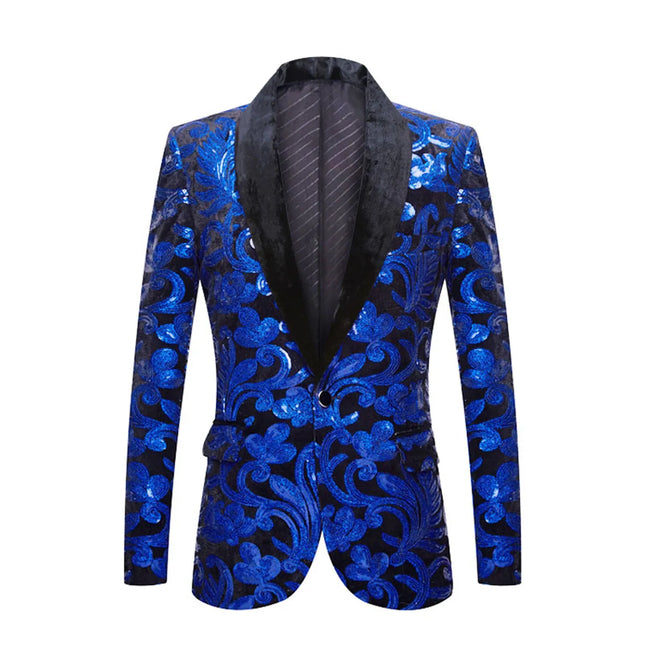 Men's Multicolor Velvet Sequins Tuxedo  #S8053