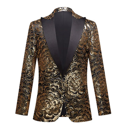 Men's Gold Glitter Flower Blazer  #S8098