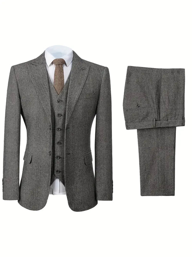 Men's 3pcs Suit #305 - | Brown / XXS