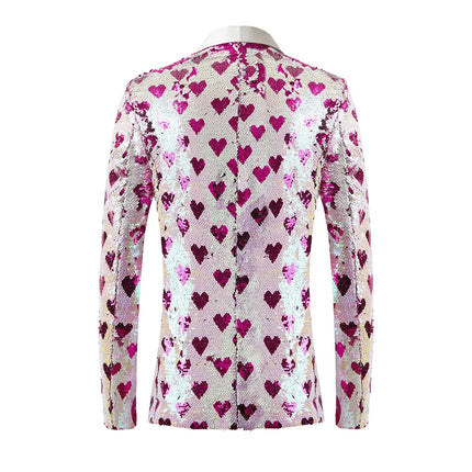Men's Valentine's Love Sequins Blazer #S8103 - Blazers | Multicolour / XS