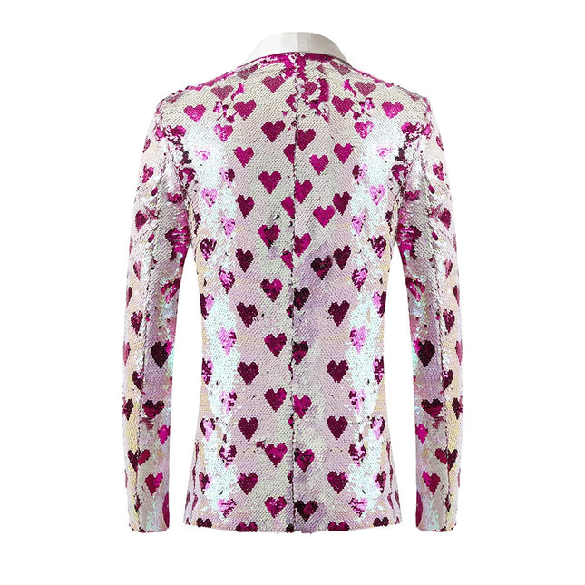 Men's Valentine's Love Sequins Blazer #S8103 - Blazers | Multicolour / XS