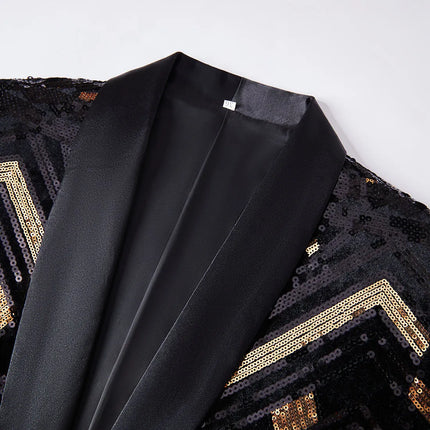 Men's Color Block Sequins Tuxedo  #S8030