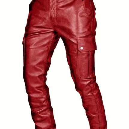 Men's Stylish Black Cargo Pants #250612200 - Pants | Red / S