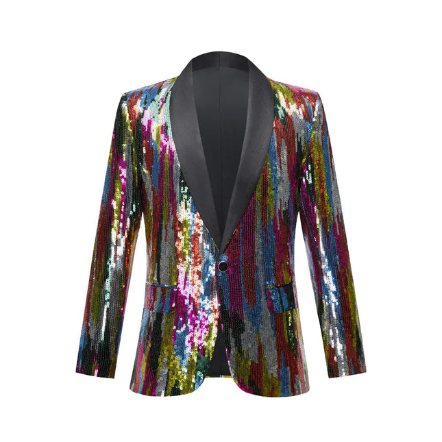Men's Colorful Striped Sequins Tuxedo #S8095