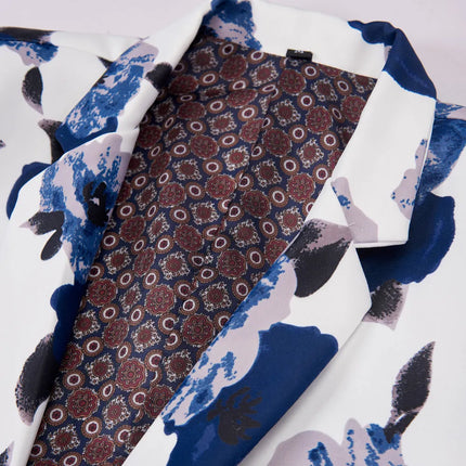 Men's Blue Floral Artistic Style Blazer #S8344 - Suits | Multicolour / XS