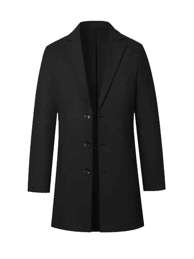 Men's Elegant Overcoat #25061025 - | Black / S