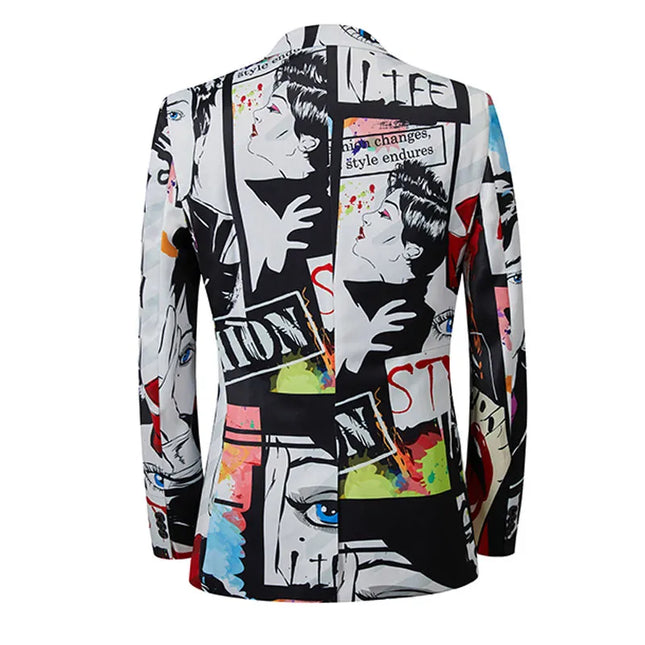 Men's Graffiti Print Blazer #S8088 - Blazers | Multicolour / XS