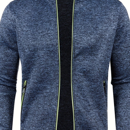 Men's Casual Zipper Cardigan Coat #25060601 - | Navy Blue / S