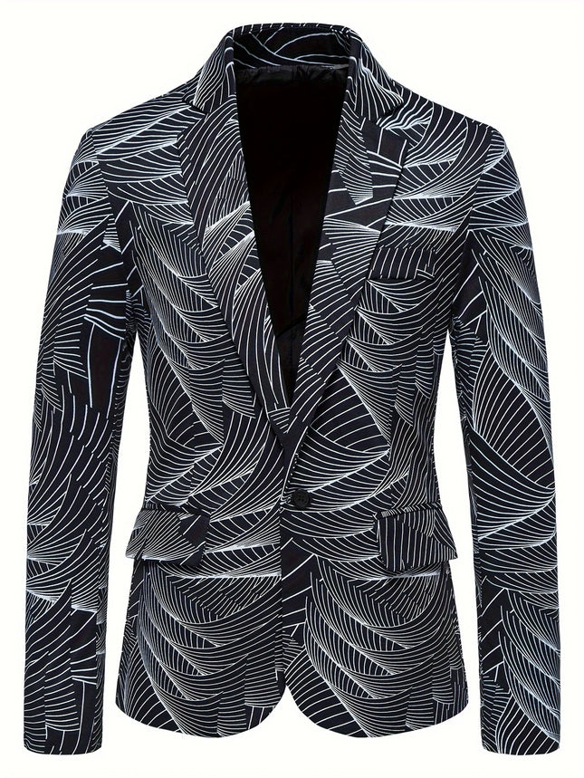 Men's Wave Printed Blazer #25060703 - Blazers | Black / S