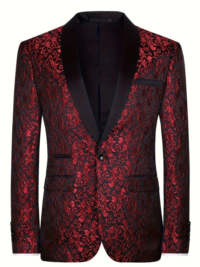 Men's Jacquard Weave Blazer #25060707 - Blazers | Burgundy / XS
