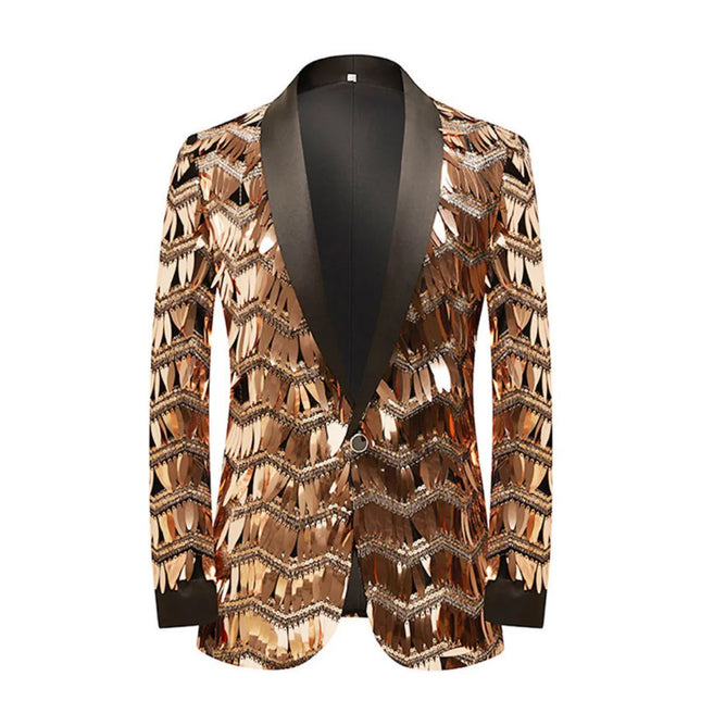 Men's Rose-Gold Sequins Tuxedo  #S8043