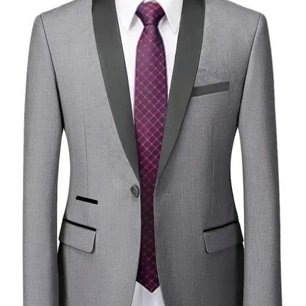 Men's Three Piece Suit Wedding Groom Formal Wear - | Beige / XS