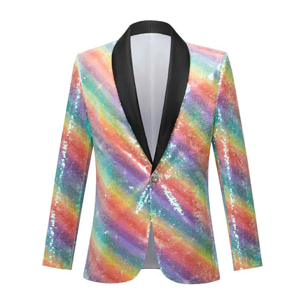 Men's Rainbow Shiny Tuxedo #S8086 - Blazers | Multicolour / XS