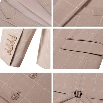 Men's 3pcs Suit #303 - | Beige / XXS