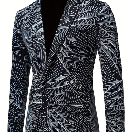 Men's Wave Printed Blazer #25060703 - Blazers | Black / S