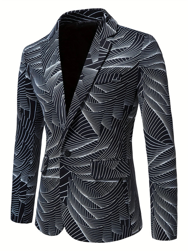 Men's Wave Printed Blazer #25060703 - Blazers | Black / S