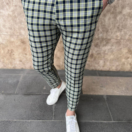 Men's Tailored Check Pants #XK6024 - Pants | Black / S