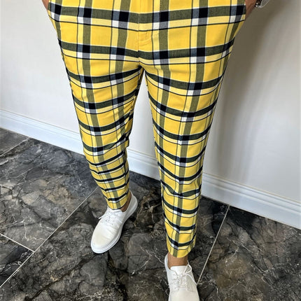 Men’s Timeless Check Pants #XK6020 - Pants | Yellow / S
