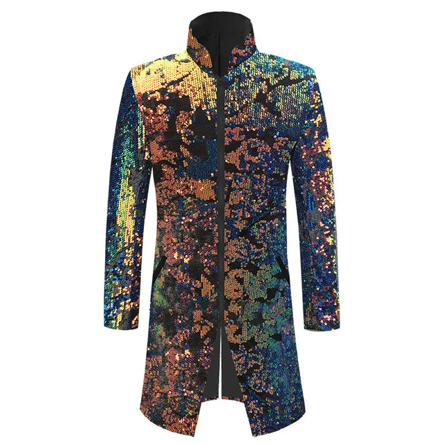 Men's Multicolor Sequins Blazer #S8400 - Blazers | Color1 / XS