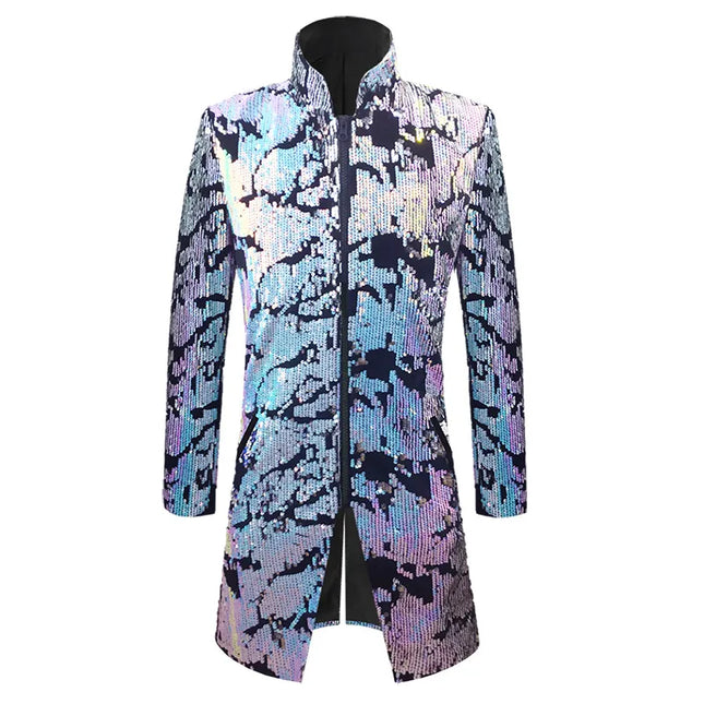 Men's Multicolor Sequins Blazer #S8400 - Blazers | Color2 / XS