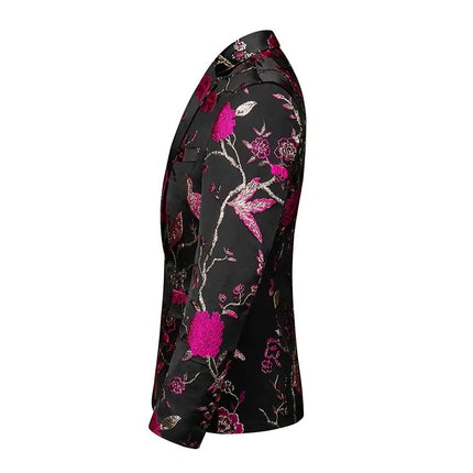 Men's Embroidery Black Blazer #S8327 - Blazers | White / XS
