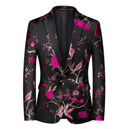 Men's Embroidery Black Blazer #S8327 - Blazers | Red / XS